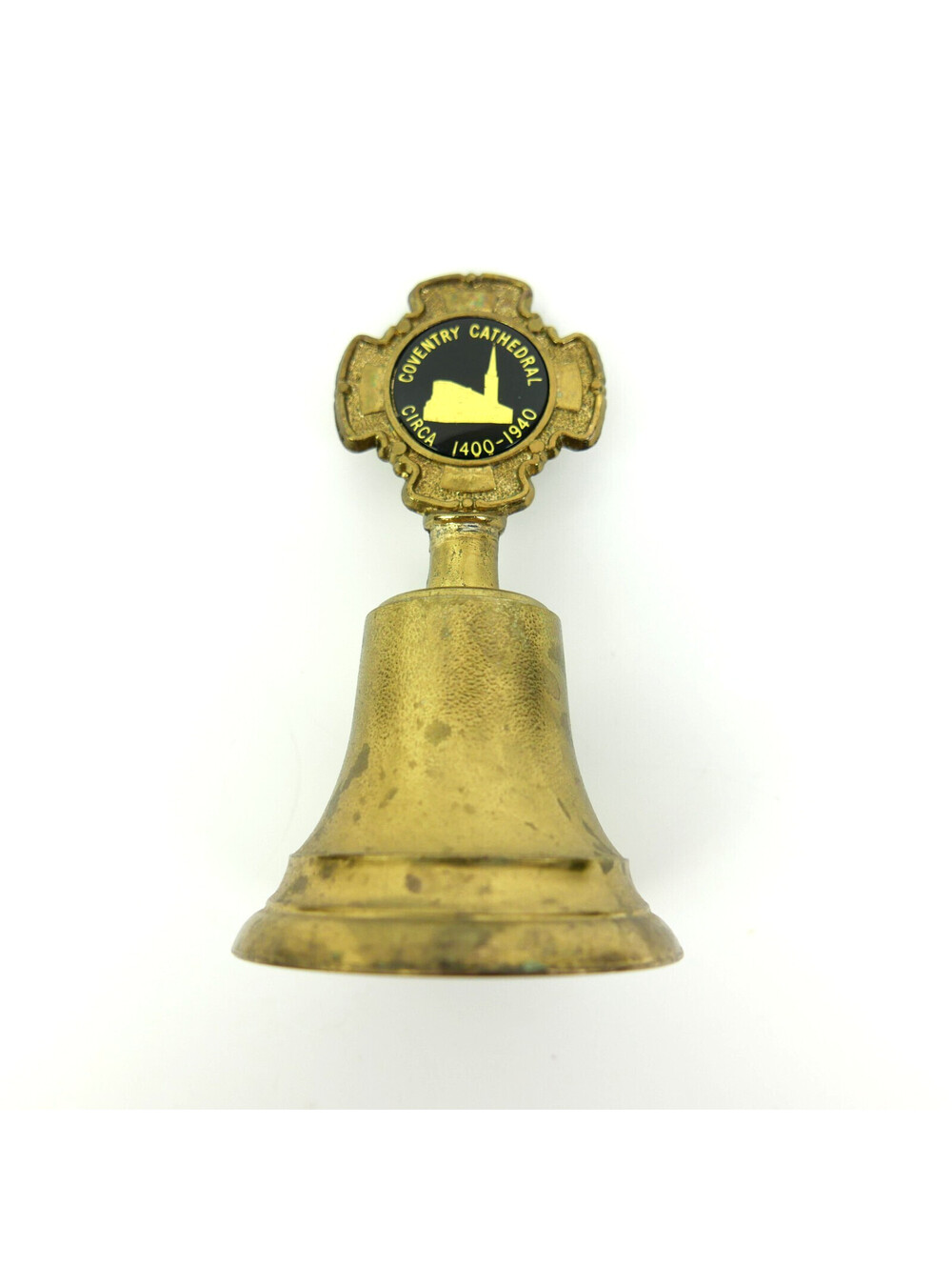 Vintage Peerage Coventry Cathedral Brass Souvenir Bell No 2 England Made 1950s